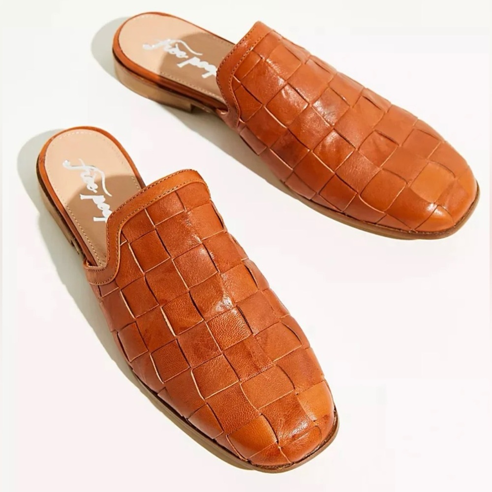 Free People Woven Leather Mules in Brown